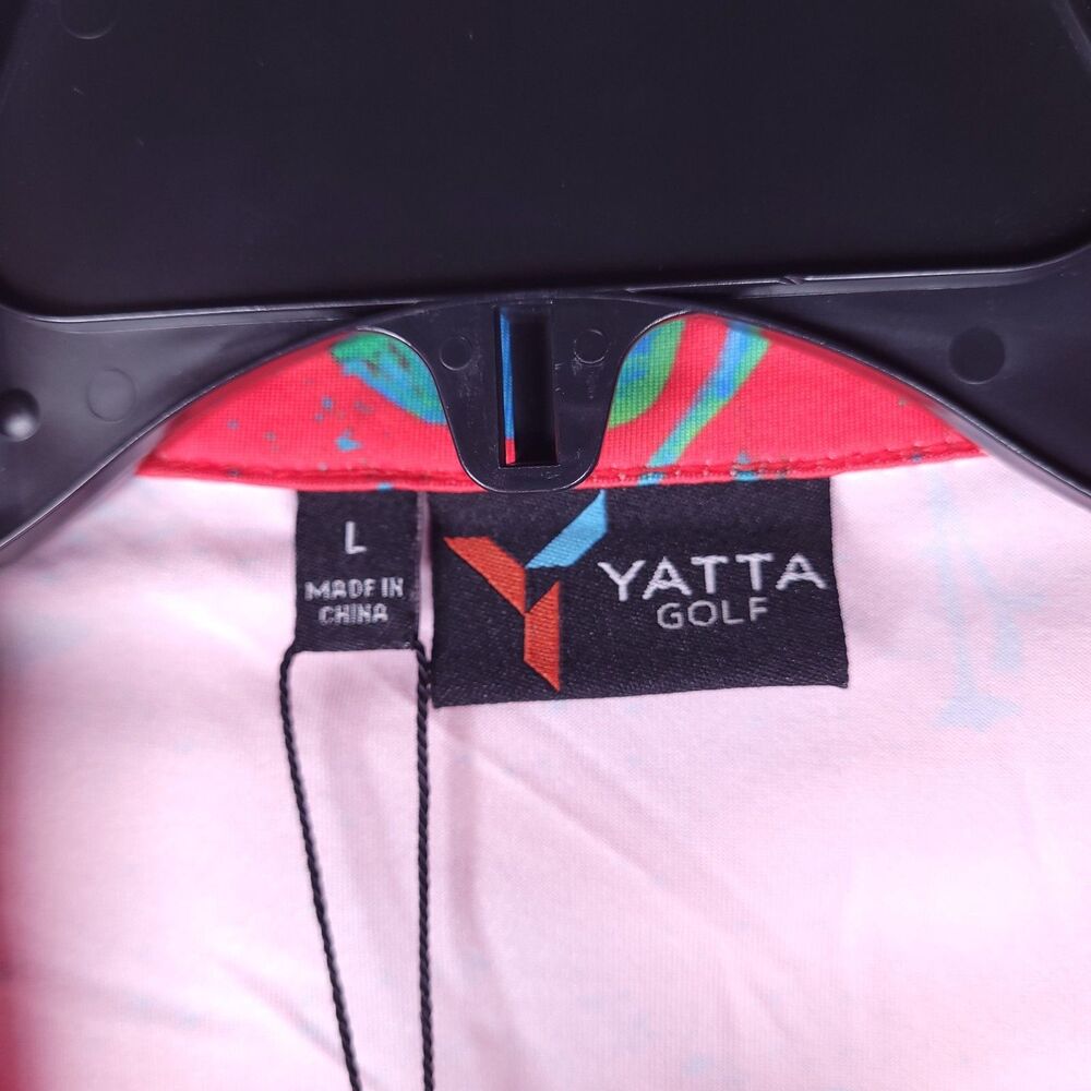 Yatta Golf Polo Shirt Womens Large Red Flamingo Print Just Beachy NWT - Picture 9 of 13
